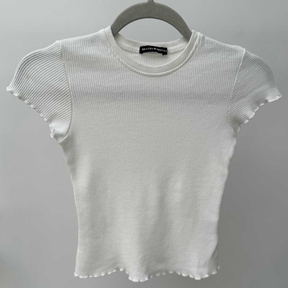 Brandy Melville Waffle Weave Top in White